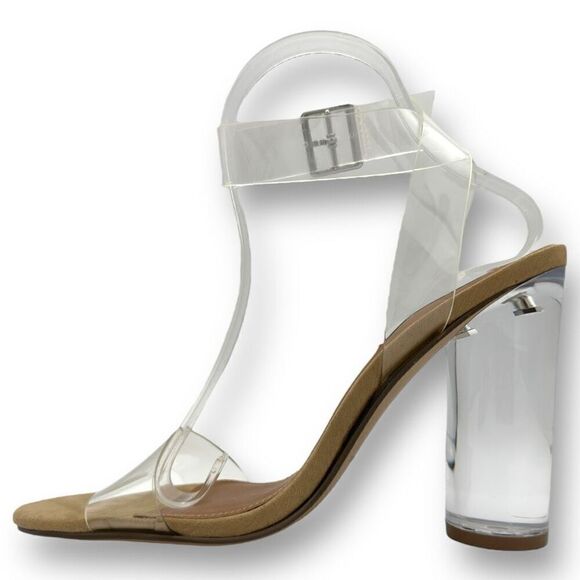 Steve Madden Womens Clearer Block Heel Ankle Strap Slingback Heels Clear Size 8 - Picture 3 of 11